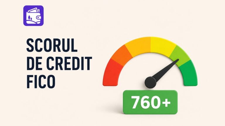 Cadran indicator cu scor de credit 760+, de la roșu la verde